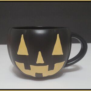 NEW RARE Pottery Barn Black Halloween Jack O Lantern Mug 16 oz Stoneware